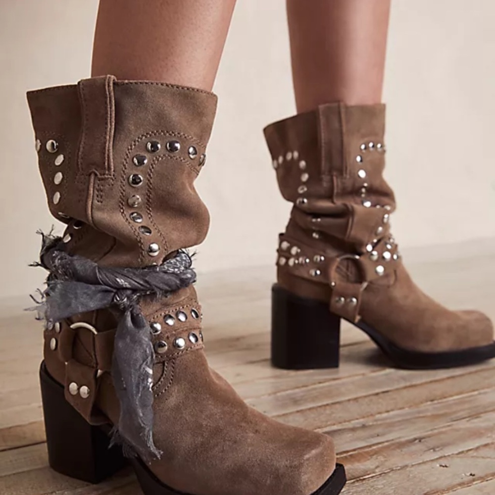 Jeffrey Campbell Gretchen Square Toe Studded Boots *SoldOUT*
